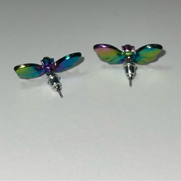 CHAMELEON CHROME BAT STUD EARRINGS - Picture 8 of 11